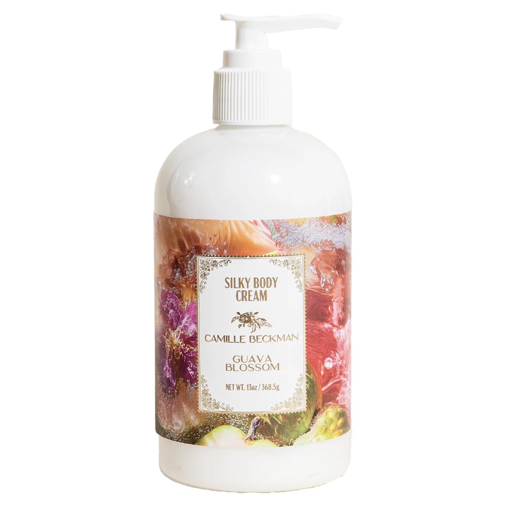 Camille Beckman English Lavender Silky Body Cream, Moisturizer, 13 oz | Sweet almond oil, glycerin, aloe & vitamin E; non-greasy vegan formula; fresh lavender scent; for all skin types; USA made