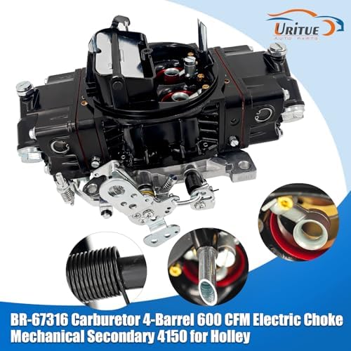 BR-67316 Carburetor Fits for Holley 4150 600 CFM with Red-Black | 4 Barrel, Mechanical Secondary, Electric Choke, Compatible with Gasoline