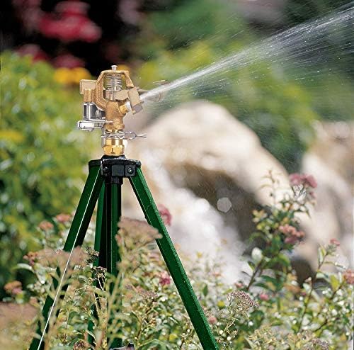 Orbit 58308Z Brass Impact Sprinkler on Tripod Base - Heavy-Duty Brass Sprinklers on Tripod.