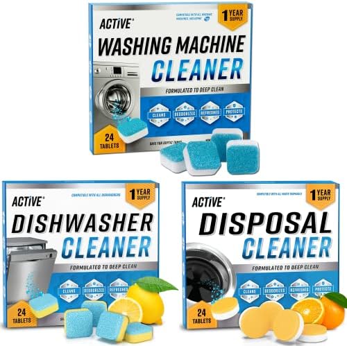 Washing Machine Cleaner Descaler 24 Pack - Deep Cleaning Tablets For HE Front Loader & Top Load Washer, Septic Safe Eco-Friendly Deodorizer