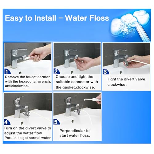 Water Flosser for Family Use 3 Jet Tips & 3 Toothbrush for Faucet & Shower, Oral Irrigator Non-Electric Safety , Dental Oral Care Tooth Cleaning