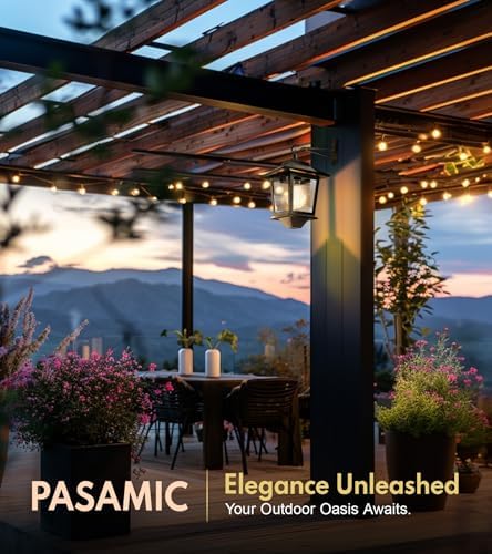 PASAMIC 2 Pack Solar Wall Lanterns, Outdoor Hanging Lights with 4 Solar Panels, Dusk to Dawn Led Outdoor Wall Sconce