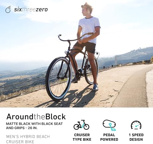 sixthreezero Around The Block Men's Beach Cruiser Bike, Hybrid Bicycle with Rear Rack