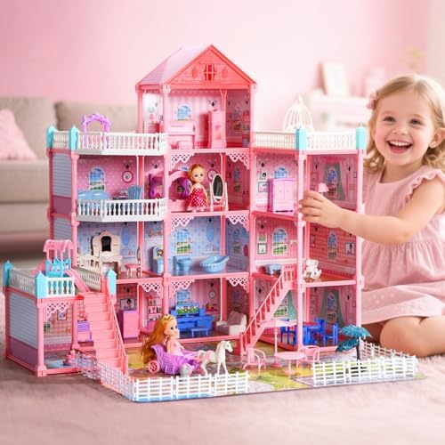 Huge Dollhouse for Girls, 11-Room Doll House Gift for Girls 3-10