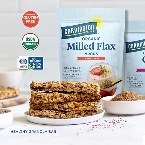 Carrington Farms Organic Milled Flax Seed 14 oz - Ground Flaxseed for Smoothies, Oatmeal, Baking & Vegan Egg Substitute | Omega-3, Fiber & Lignans | Vegan, Non-GMO, Gluten-Free