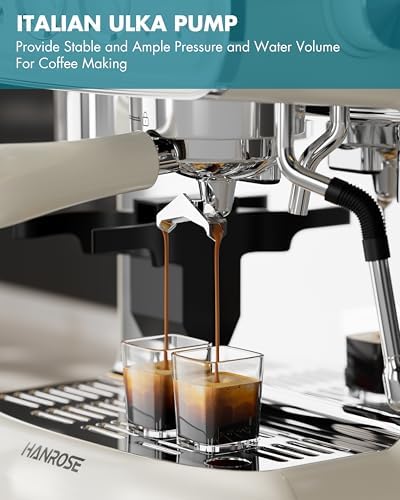 Espresso Machine with Grinder and Milk Frother, 20 Bar ULKA Pump | Fully Removable Burr Assembly, Adjustable Dosing & Independent Hot Water for Latte