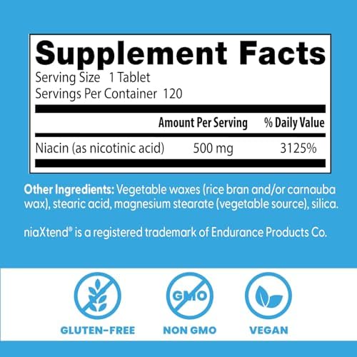 Doctor's Best Niacin 500 mg Extended Release Supplement for Men & Women - Minimizes Skin Flush, Niacin as Nicotinic Acid 500mg