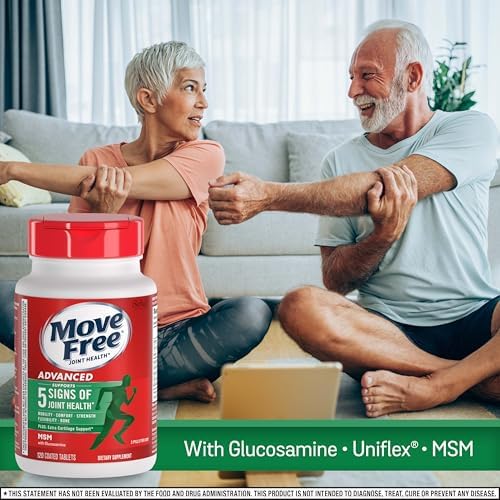 Move Free Advanced Joint Support, Glucosamine, Chondroitin + MSM - 120 ct | Supports Mobility Comfort Strength Flexibility & Bone, 40 Servings, Bone & Joint Support Supplement tablets, Fruitx-B
