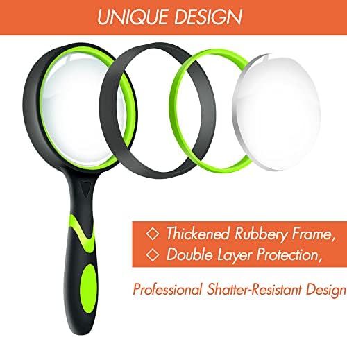 Leffis 3 Pack Magnifying Glass, 10X Reading Magnifier for Kids and Seniors