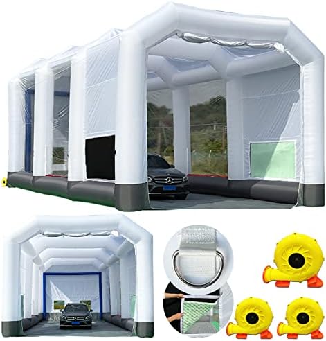 GORILLASPRO Inflatable Paint Booth 26x15x10Ft, Inflatable Spray Booth with (750W + 950W) Blowers, Upgrade Air Filter System Environment Friendly