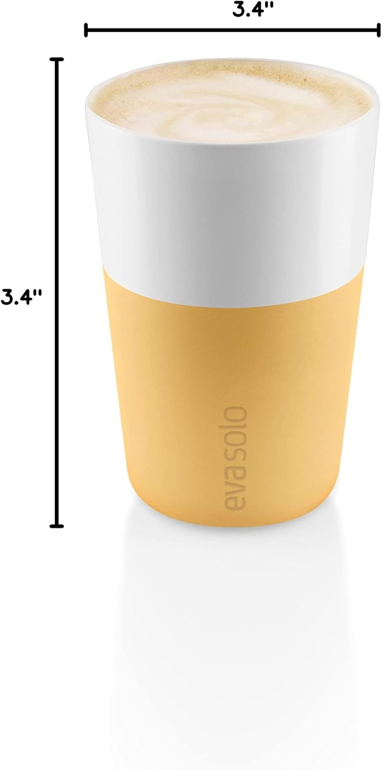 Eva Solo | 2 Lungo Tumbler Mugs | 8 oz Porcelain Coffee Cup Tumblers with Silicone-coated Grip | Danish Design, Functionality & Quality | Black