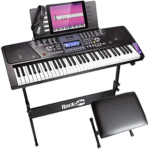 RockJam RJ561 61 Key Keyboard Piano Kit with Stand, Stool & Headphones