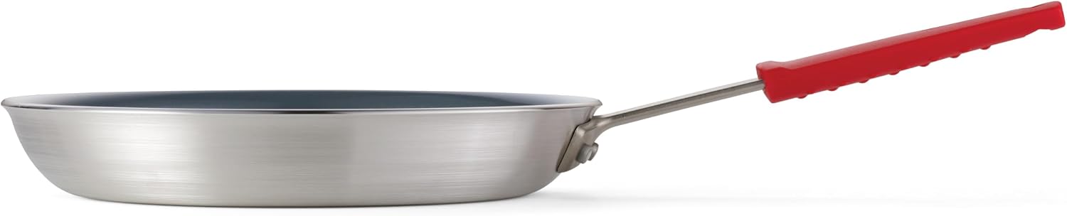Tramontina Professional 8-Inch Non Stick Small Frying Pan | Heavy-Gauge Aluminum Skillet with Reinforced Nonstick Coating, Red Handle, Dishwasher and Oven Safe, Made in Brazil