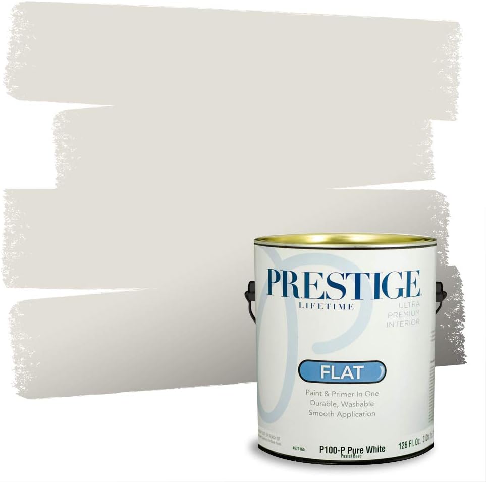 PRESTIGE Paints Exterior Paint and Primer In One, 1-Gallon, Flat, Comparable Match of Sherwin Williams* Grizzle Gray*