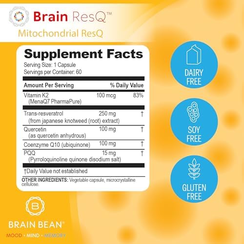 Brain ResQ Advanced Mitochondrial Formula with PQQ, CoQ10, Trans Resveratrol
