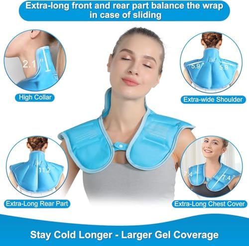 Reusable Ice Pack for Neck and Shoulders Upper Back Discomfort, Large Neck Ice Pack Wrap with Soft Plush Lining