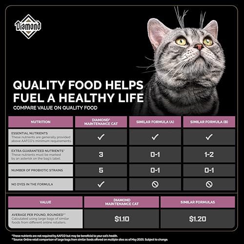 Diamond Maintenance Adult Dry Cat Food, Chicken Protein, 20lb | For Moderately Active Cats | Omega Fatty Acids to Help Support Skin & Coat Health | Taurine for Heart & Eye Health