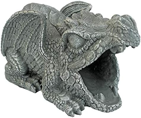 Design Toscano Roland the Gothic Gargoyle Gutter Guardian Rain Downspout Extension Outdoor Statue, 10 Inch Long, Cast Stone Resin, Grey Stone Finish