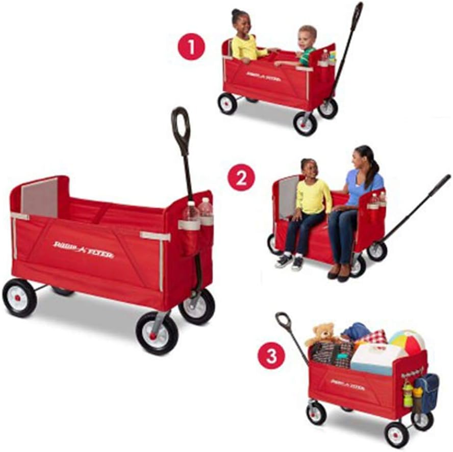 Radio Flyer Stroller Wagon for Kids and Cargo, All-Terrain Wagon with Rubber Tires, Red