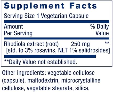 Life Extension Rhodiola Extract, Rhodiola rosea Supplement, standardized Extract, Promotes Physical and Mental Performance, Gluten-Free, Non-GMO, Vegetarian, 250 mg, 60 Capsules | Rhodiola Rosea Standardized Extract That Promotes Physical & Mental Perfor…