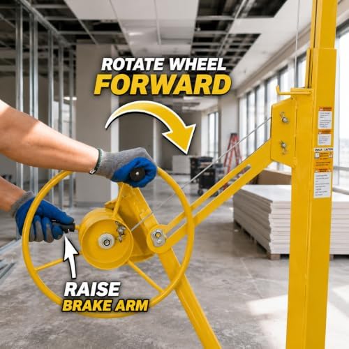 Stark USA 11 Ft Drywall Lift Panel Hoist, Rolling Sheetrock Lift Jack with 360° Adjustable Cradle, Telescoping Extension Arm