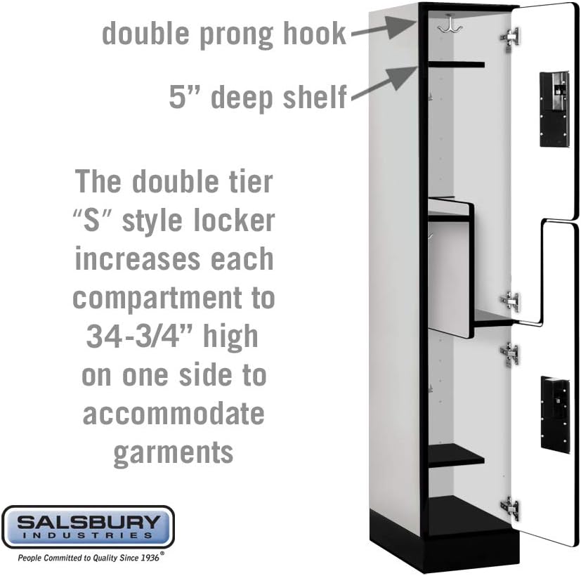 Salsbury Industries Double Tier 'S' Style Designer Wood Locker, Mahogany, 5' 3" x 15"