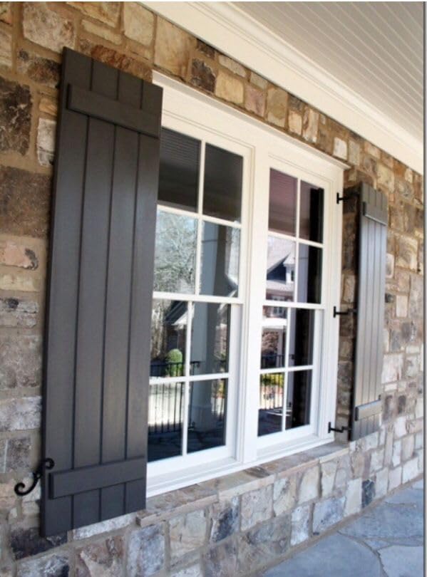 Polaris Homeside 4 Board and Batten Joined Vinyl Shutters (1 Pair) 14-1/2in. x 47in. - 050 Black