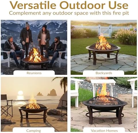 Sunnydaze 29-Inch Elevated Wood-Burning Fire Pit Bowl with Stand