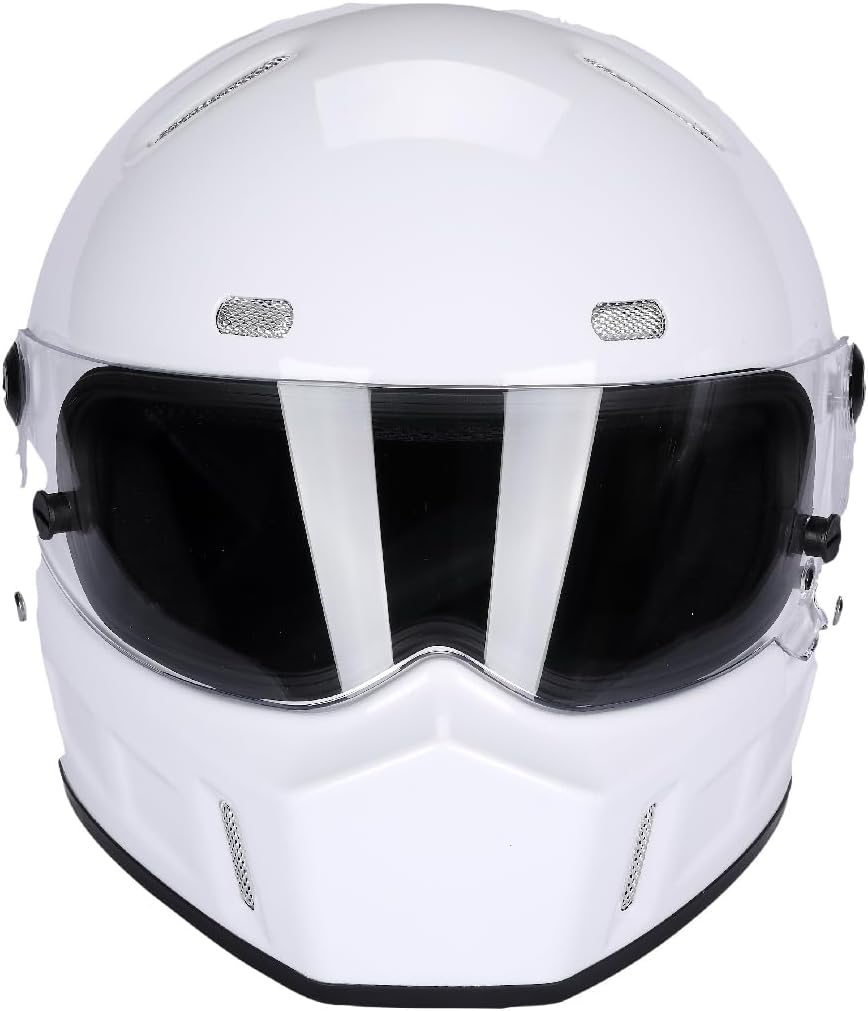CRG Sports Retro Full Face Motorcycle Helmet, DOT Approved Fiberglass Street Bike Helmet with Clear Visor, Lightweight Cafe Racer Cruiser Motorcycle Helmet