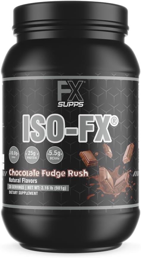 Iso-Fx Whey Isolate Protein Powder Chocolate Flavored Drink | Low Carb with BCAAs | Post Workout Recovery Supplement Mix for Men and Women | Boosts