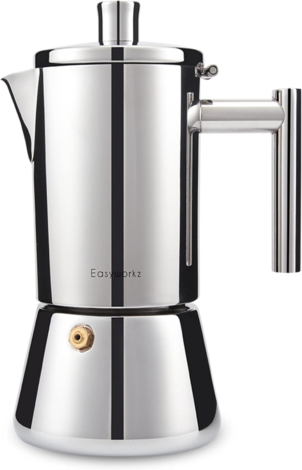 Easyworkz Diego Stovetop Espresso Maker Stainless Steel Italian Coffee Machine Maker 6Cup 10 oz Moka Pot Induction Espresso Pot