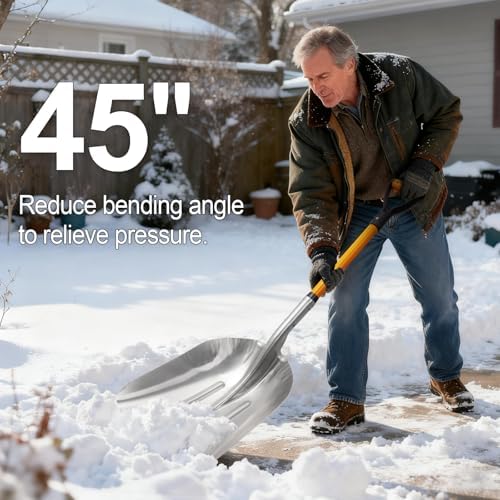 Aluminum Snow Shovel with D Handle Metal Snow Shovel for Driveway 45Inches 3.7 Pounds Transfer Shovel Shovel for Gardening, Orange