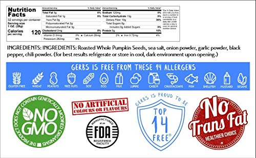 Gerbs Raw Whole Pumpkin Seeds 2 lbs. | In-Shell, 10.5 mm Size, Resealable Bag | Mildly Nutty & Crunchy | Top 14 Allergen-Free