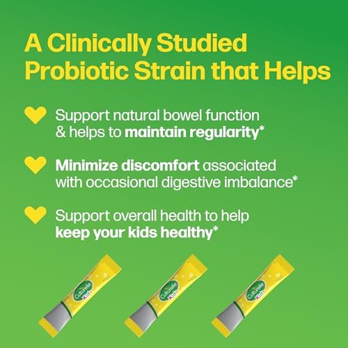 Culturelle Kids Probiotic + Fiber Packets, Ages 1+, Unflavored, 24 Count | From the #1 Pediatrician-Recommended Brand± Digestive Health & Immune Support, Help Restore Regularity*, Children & Toddlers
