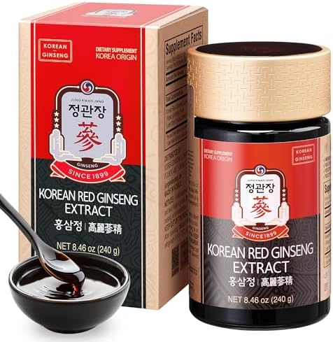 JUNG KWAN JANG Korean Red Panax Ginseng Extract Extra Strength, Energy 240g | Extra Strength, Energy Boost, Boost Immune System, Stamina, Blood Circulation, Memory, Focus, Caffeine Free, Vegan, Non-GMO