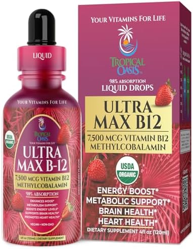 ULTRA MAX B12 | Max Potency 5000mcg Vitamin B12 Sublingual Liquid Drops | Methyl B12 (Methylcobalamin) | Max 98% Absorption Rate | Increase Energy &