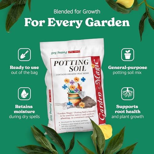 Michigan Peat Garden Magic General Purpose Potting Soil Mix, 40 lb | Moisture Retaining Mix for Indoor and Outdoor Planting, Potting, and Garden Use