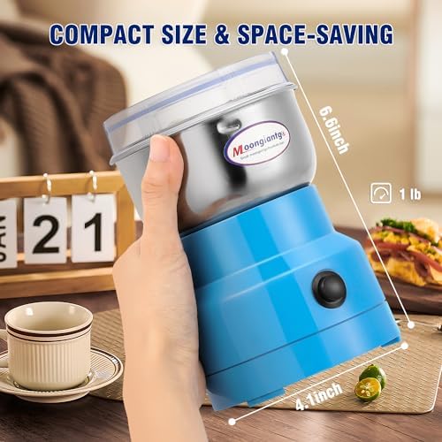 Moongiantgo Coffee Grinder Electric, Mini Spice Grinder, 200W 10s Fast Grinding, Dry Grain Mill for Spices Seeds Rice Beans Seasonings