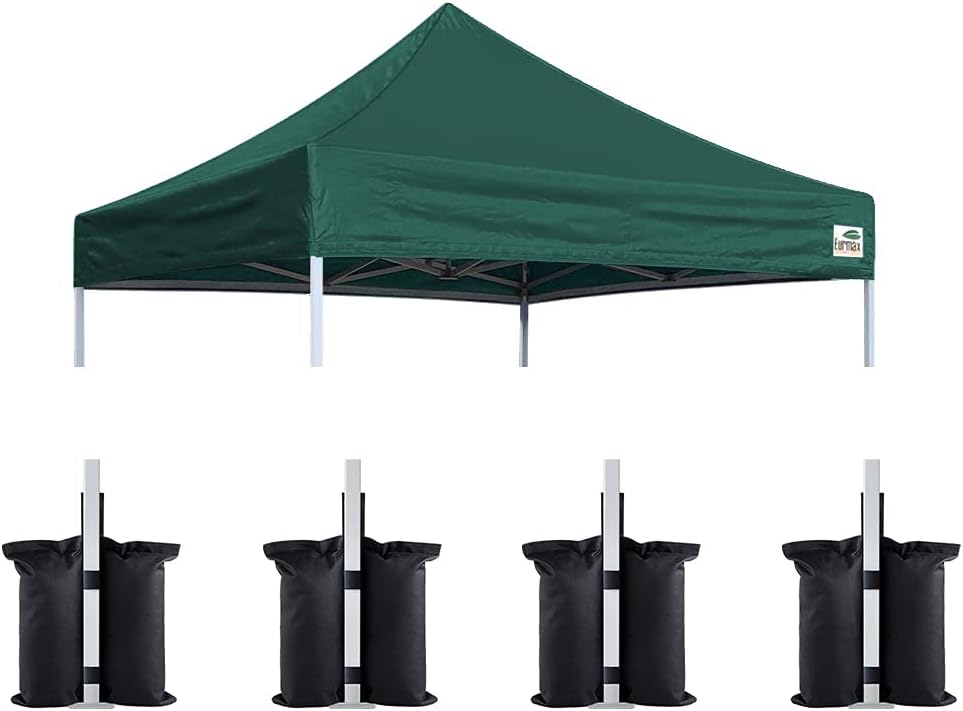 Eurmax USA 10x10 Pop Up Canopy Replacement Top,Universal Instant Canopy Cover ONLY,Heavy Duty UPF 50+ UV Protection,Water & Wind Resistant Tarp,30+ Colors Available,Bonus 4 Sand Bags (White)