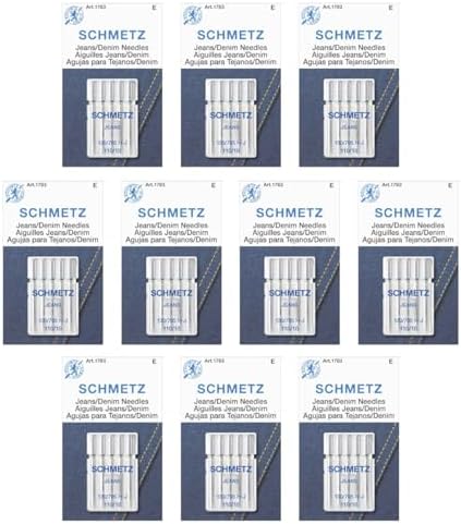 SCHMETZ Jean & Denim Sewing Machine Needles - Precision Needles for Heavy Fabric, Size 110/18, 5-Needle Cards, Pack of 1