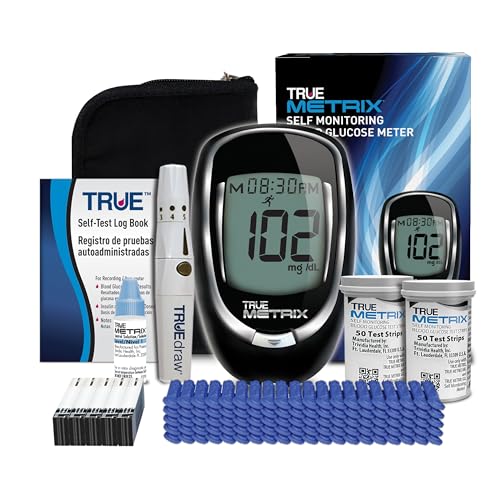 TRUE METRIX AIR Meter Kit, Glucose Monitor, Supplies, Log Book, Solution