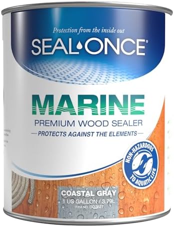 SEAL-ONCE Marine Penetrating Wood Sealer and Waterproofer, Clear, 1 Gallon | Waterproofer & Stain, Water-Based, Ultra-low VOC formula, For high-moisture areas