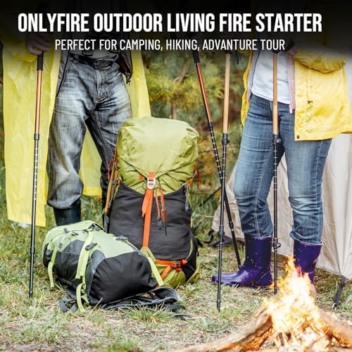 onlyfire Fire Starter Survival Tool, Ferro Rod Kit with Tinder Wick, Pouch, Waterproof Flint and Steel Fire Starter for Camping