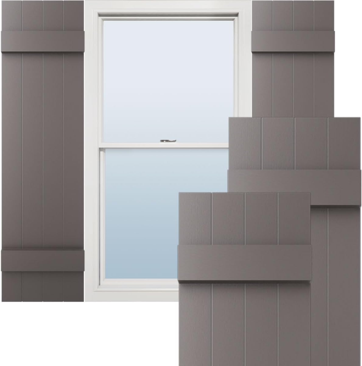 14"W x 59"H Lifetime Vinyl, Standard Four Board Joined, Board-n-Batten Shutters, w/Installation Shutter-Lok's & Matching Screws (Per Pair), Forest Green
