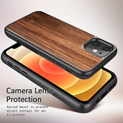 NZND Case for iPhone 12 Mini 5.4 inch (2020 Release), Real Natural Walnut Wood