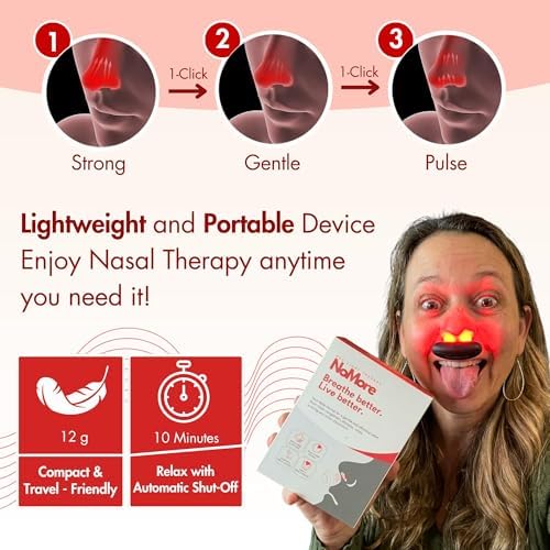 Original NoMore Red Light Therapy for Nose – LED Nasal Device for Dry Nose & Sinus Comfort, No More Colds, USB-Rechargeable Light Therapy
