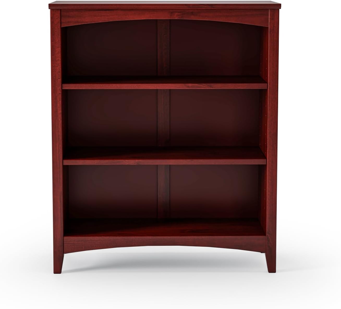 Shaker Style 3 Shelf Bookcase / Solid Wood / 36" High / Adjustable Shelving / Closed Back / Display Bookshelf for Living Room, Bedroom, Home and Office, White