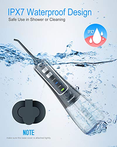 Nicefeel Cordless and Rechargeable Water Flosser - 300ML Water Tank Oral Irrigator, 4 Jet Tips