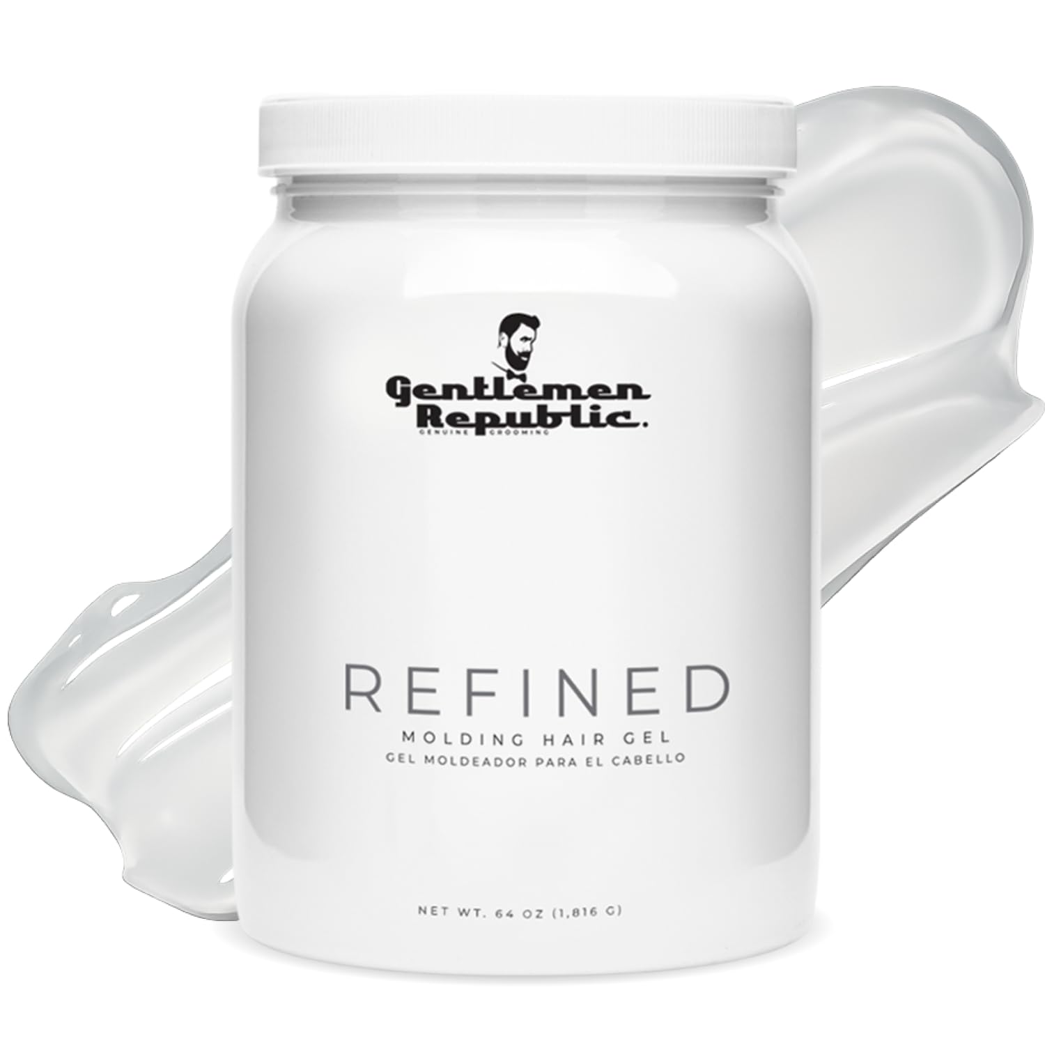 Gentlemen Republic 8oz Refined Hair Gel, 24 Hour Shine and Hold | Humidity resistant, alcohol-free formula that never flakes — professional hold made in the USA