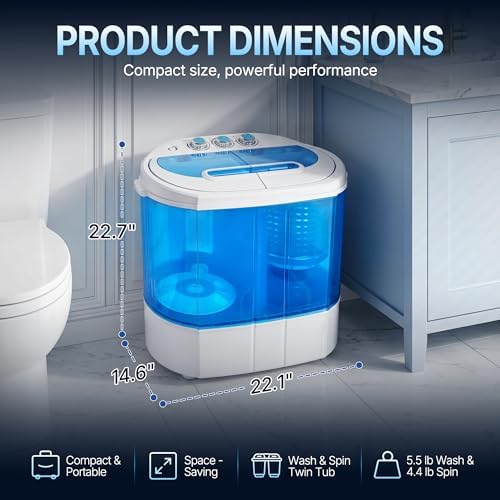 ZenStyle Portable Washer Compact Twin Tub 9.9 LB Mini Top Load Washing Machine Washer/Spinner w/ 6.57 FT Inlet Hose